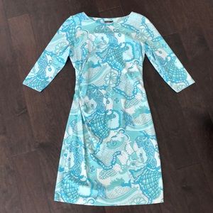 J. McLaughlin stretch Aqua and Mint dress S